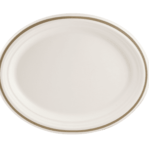 12.5" Oval Fibre Gold Rimmed Plate
