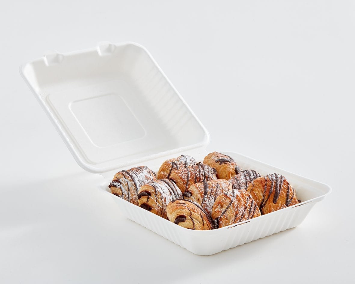 9" x 9" x 3" Fibre Hinged Lid Container - Image 2