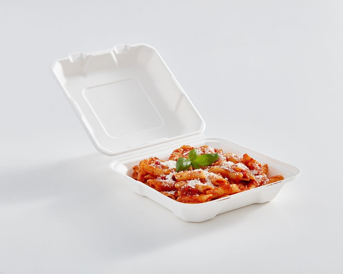 8" x 8" x 2.5" Fibre Hinged Lid Container - Image 2