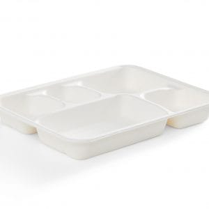 5 Compartment Rectangular Fibre Compostable Container