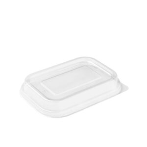 Clear 2.54 cm PET Dome Lid for 500-650ml Rectangular Trays / Recyclable